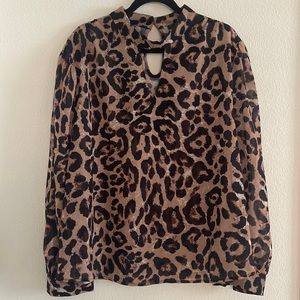 Long sleeve animal print blouse
